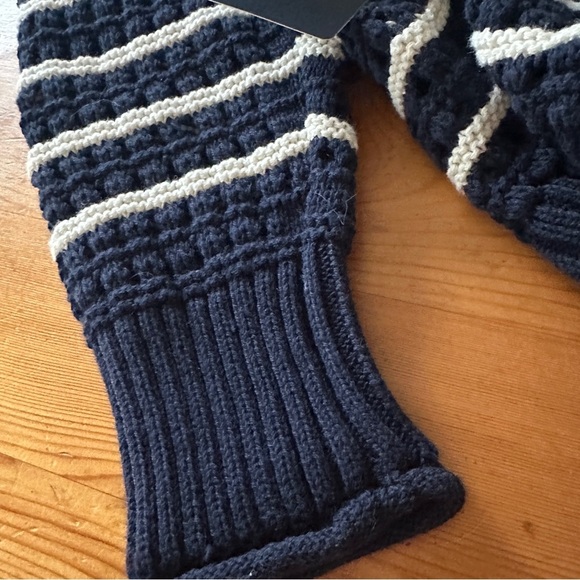 New Lucky Brand Sweater Pointelle Knit Navy Blue/White Stripe Women’s Size M - Picture 9 of 12